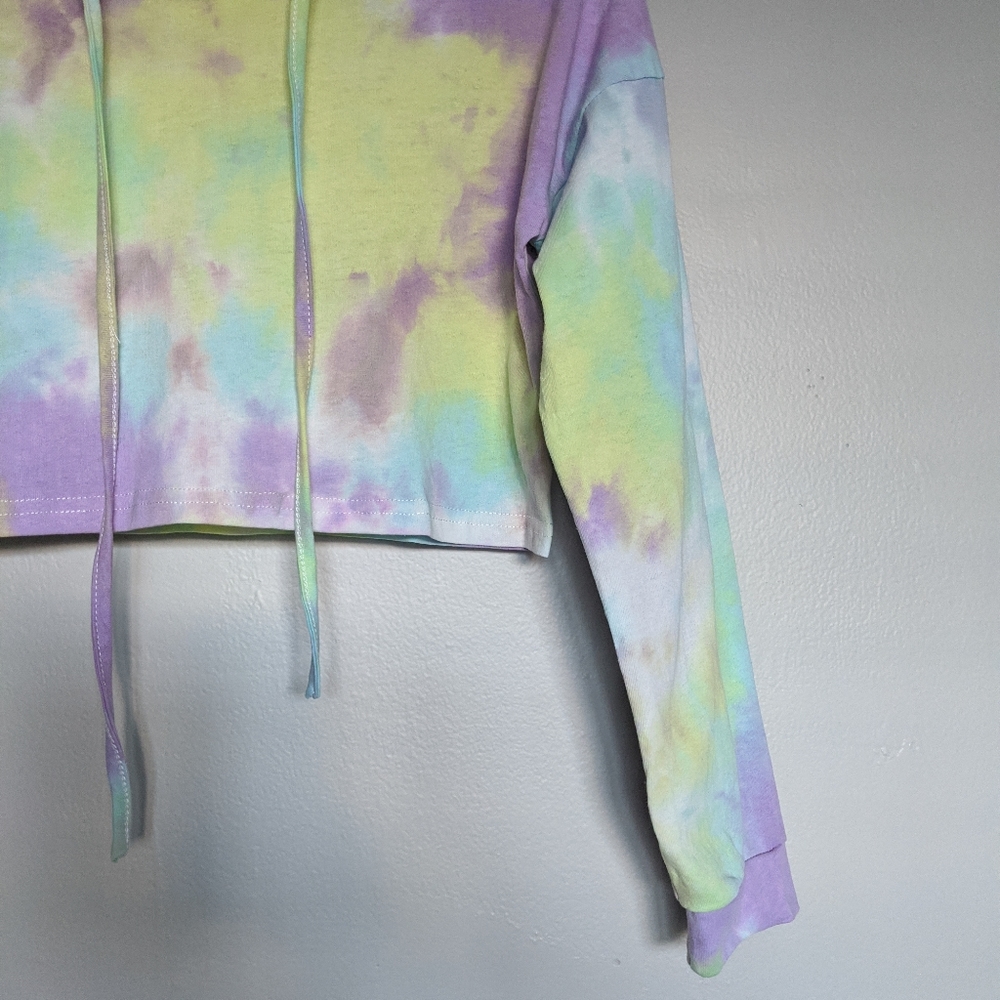 Pastel tie dye cropped hoodie pull over - Picture 2 of 7